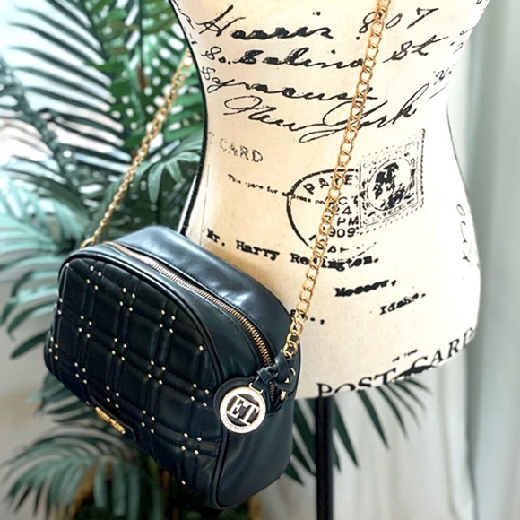 Ellen Tracy Handbags - ELLEN TRACY Quilted & Round Quilted Studded Crossbody Bag